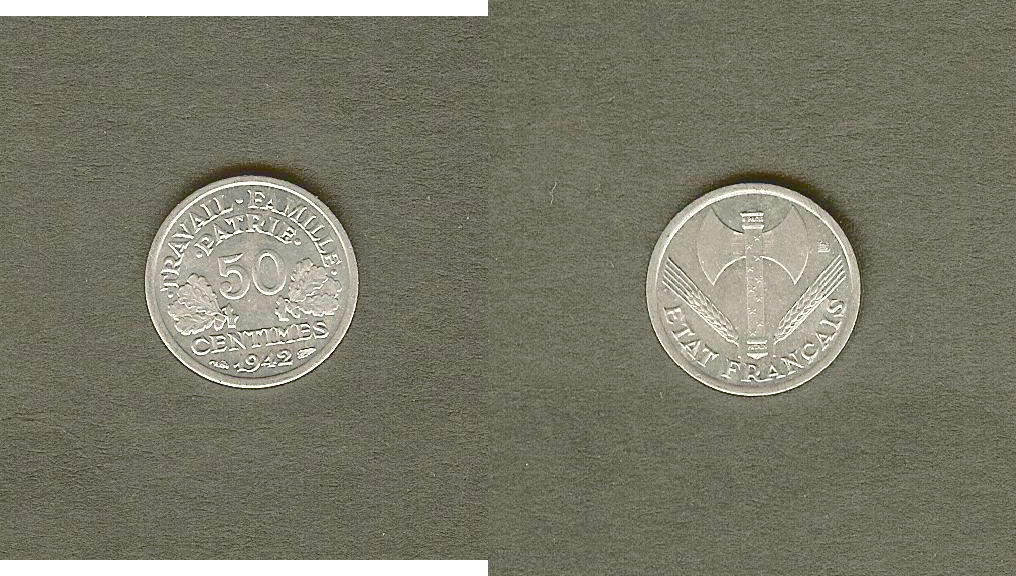 50 centimes Francisque, lourde 1942 SPL à FDC